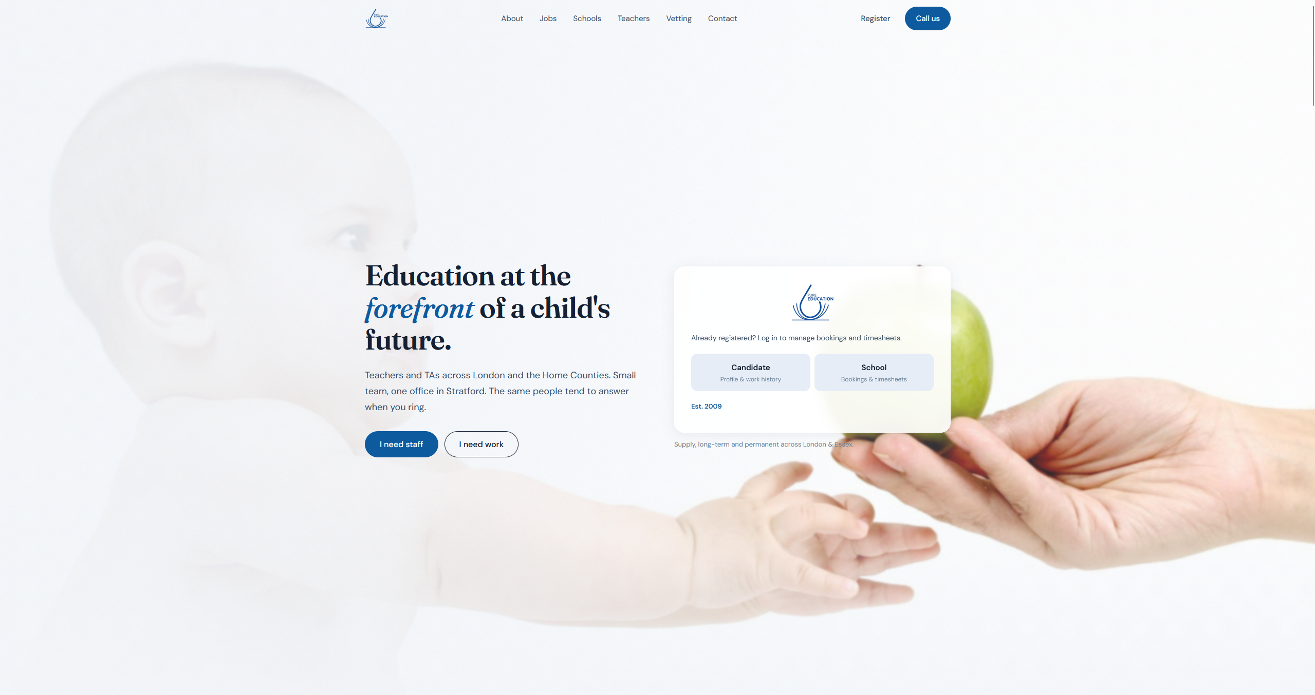 Pure Education website after the refresh